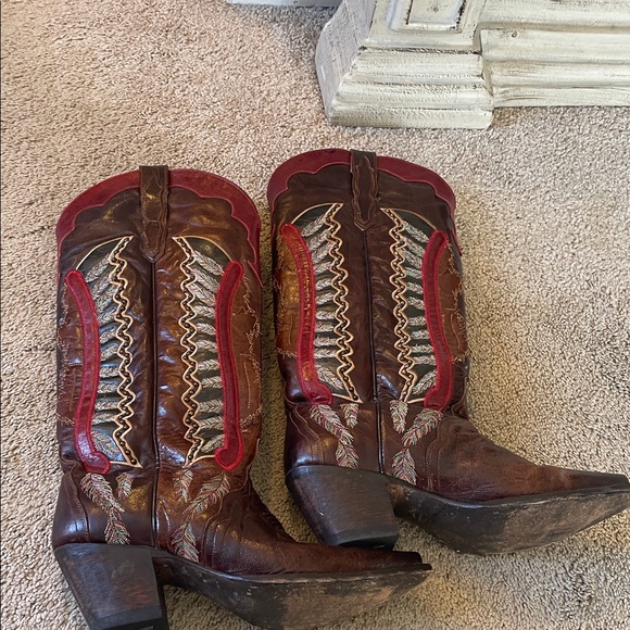 Dan Post Brown and Red Heeled Boots - Picture 6 of 7